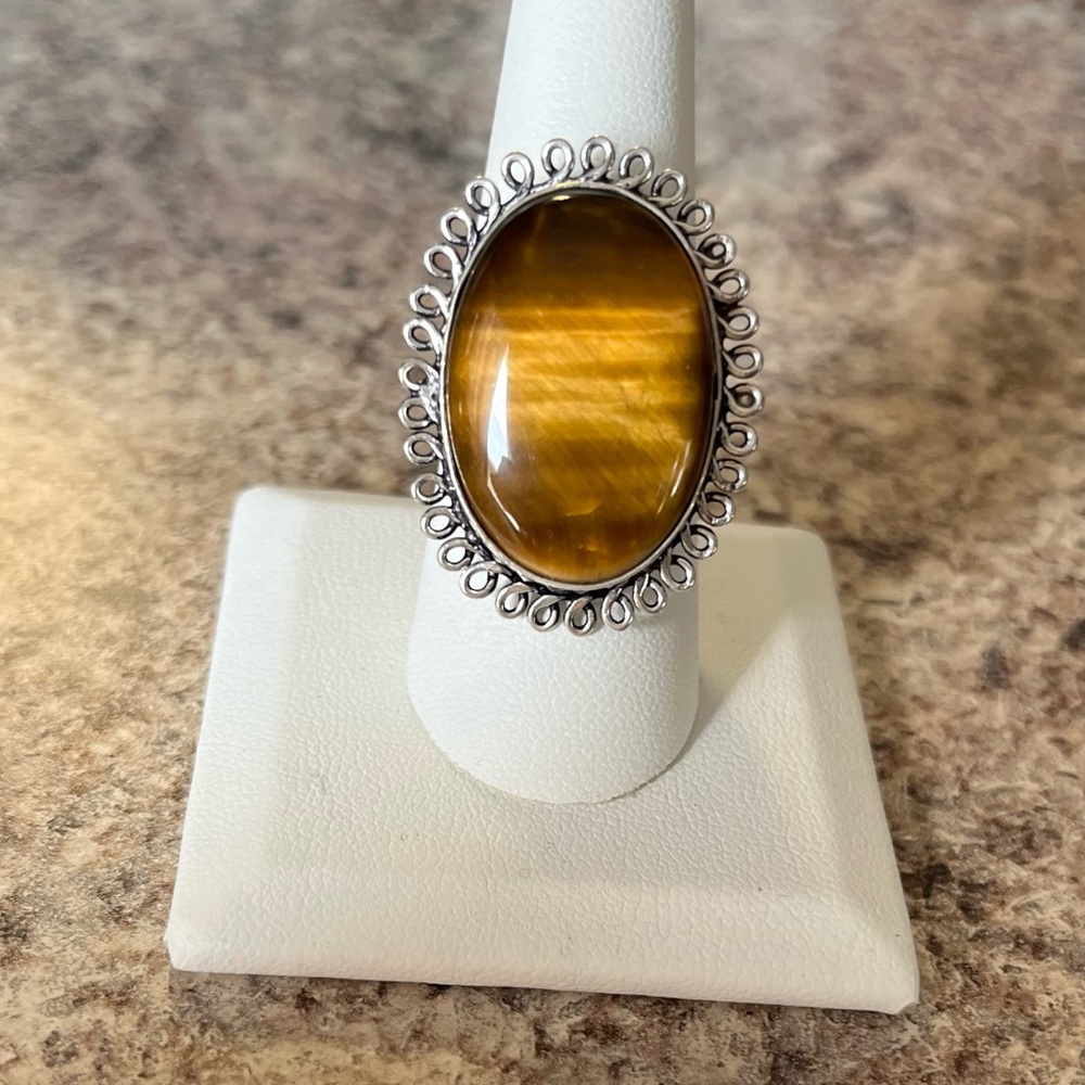 Tiger eye sterling silver ring